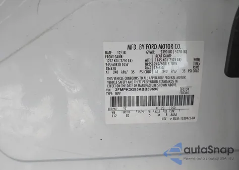 2019 Ford Edge Se из США, поврежденный, VIN 2FMPK3G95KBB59690